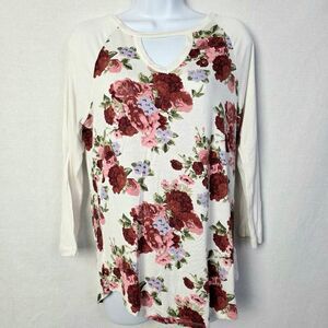 Absolutely Famous Floral Raglan Knit Top M